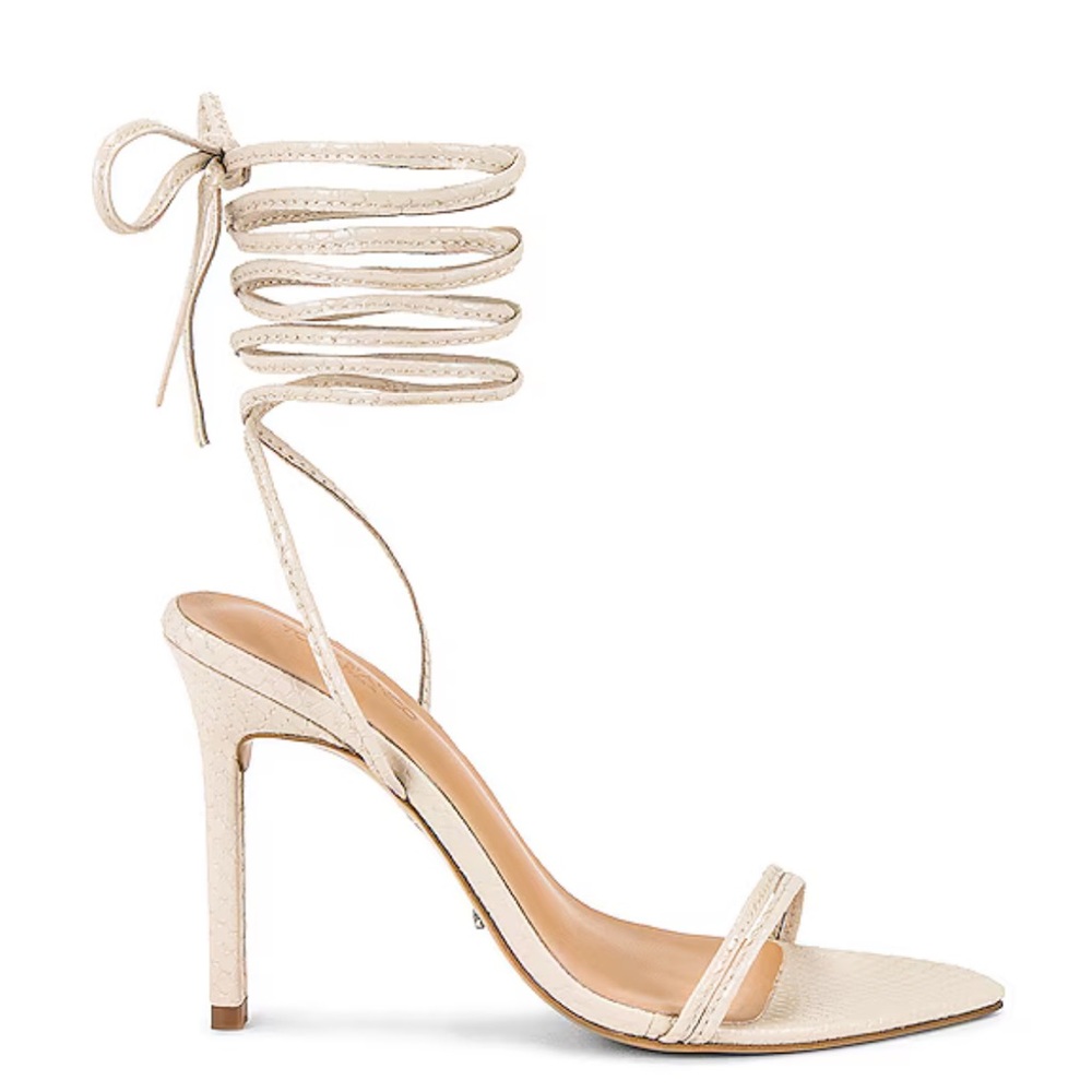 Tony Bianco Millie Sandal in Vanilla Snake Size 7. Gently worn (worn out once).